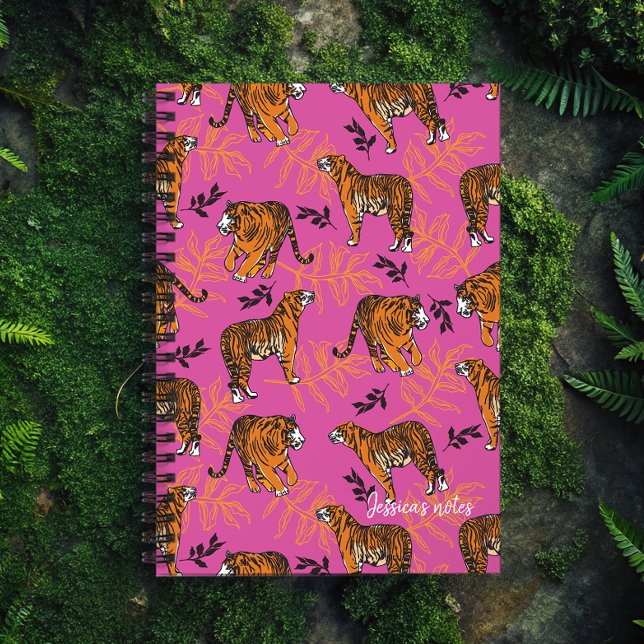 Agenda Raro patrón de tigre en rosa brillante (Get in touch with your wild side with this awesome tiger journal!)