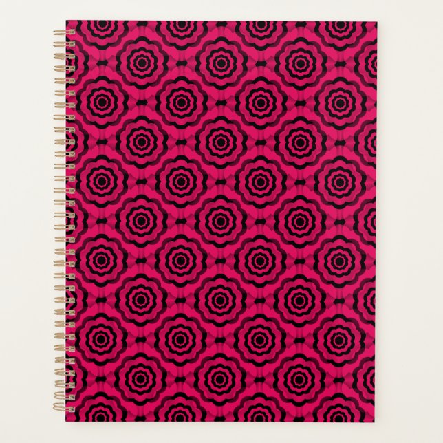 Agenda Raspberry Black Flower Seless Pattern (Anverso)