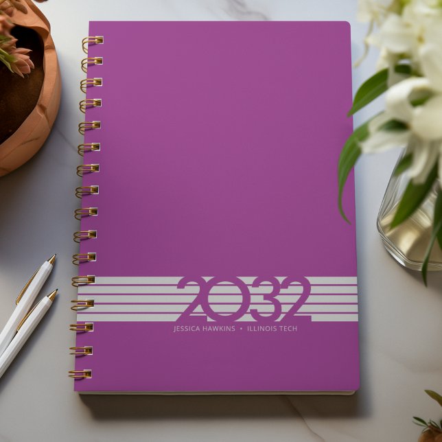 Agenda Raspberry Purple Bottom Stripe Spiral Semanal (Subido por el creador)