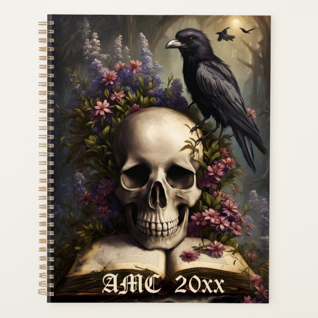 Agenda Raven Skull Book and Flowers (Anverso)