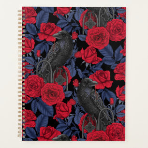 Agenda Ravens y rosas con hojas azul oscuro