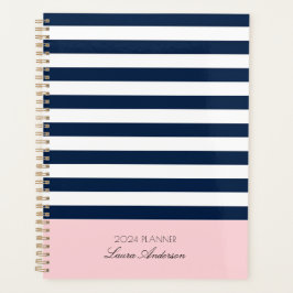 Agenda Rayas azul y blanca de la marina Planner nautico