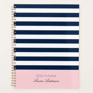 Agenda Rayas azul y blanca de la marina Planner nautico