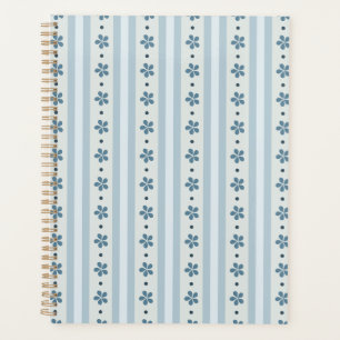 Agenda Rayas Azules Claras y Flores