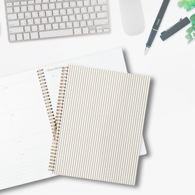 Agenda Rayas beige y blanco moderno (Beige and White Modern Stripes Planner)