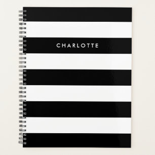 Agenda Rayas blancas y negras personalizadas