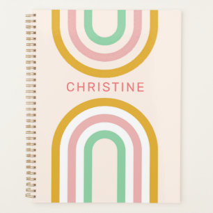 Agenda Rayas con arco retro Pastel Rosa Mínimo