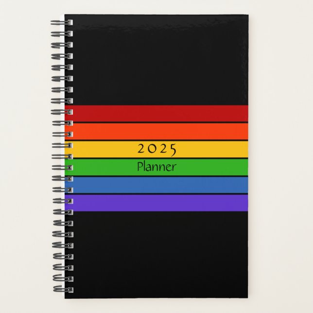 Agenda Rayas de arco iris negras (Anverso)