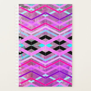 Agenda Rayas de cruce geométrico morado rosa y Aqua