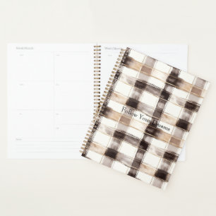 Agenda Rayas de Cuadro Marrón Crema