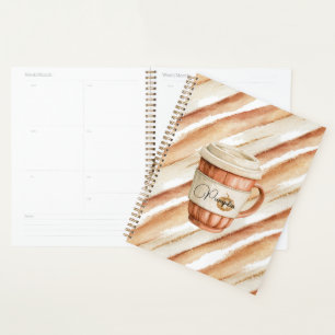 Agenda Rayas de taza de melocotón y latte de calabaza