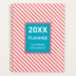 Agenda Rayas diagonales de coral rosa personalizadas mode