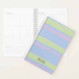 Agenda Rayas gruesas de color verde rosa pastel 2026