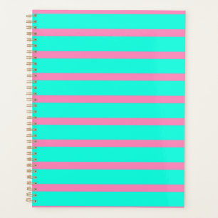 Agenda Rayas Pastel Turquesa Azul-Verde Y Rosa