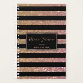 Agenda Rayas Purpurina rosa dorado de lujo - Planner