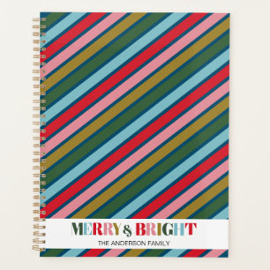 Agenda Rayas retro coloridas Navidades merry y brillantes