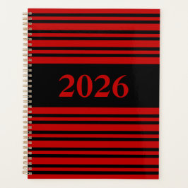 Agenda Rayas Rojas y Negras Patrón Personalizable
