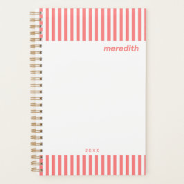Agenda Rayas Rosa Coral Femeninas Personalizadas Diarias