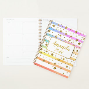 Agenda Rayas y estrellas femeninas personalizadas