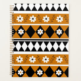 Agenda Rayo de borde Flor Diamante Boho Patrón floral