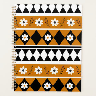 Agenda Rayo de borde Flor Diamante Boho Patrón floral