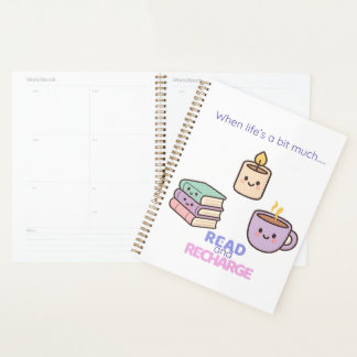Agenda Read And Recharge Planner Kawaii Book Lover Gift 