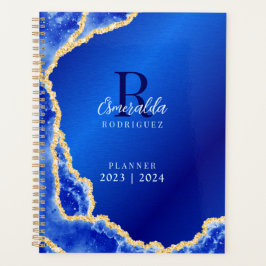 Agenda Real Agate Azul Monogramado 2023 2024 Elegante