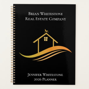 Agenda Real Estate Black Gold Personalizado Realtor 2026 