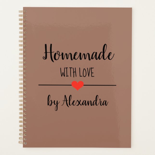 Agenda Receta moderna de nombre de escritura marrón Avery (Anverso)