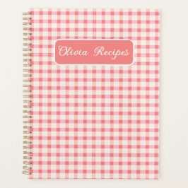 Agenda Recetas de Gingham Rosa Rubor Cuadros Femenino Lin