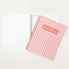 Agenda Recetas de Gingham Rosa Rubor Cuadros Femenino Lin