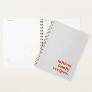 Agenda Recetas familiares de la textura de cuero blanco r