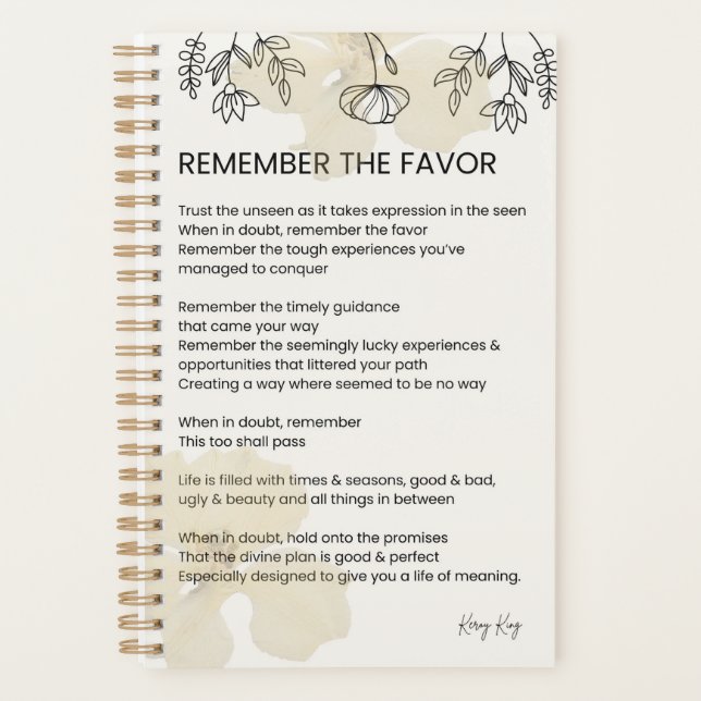 Agenda Recuerden El Favor - Poema De Mejora De Gracia (Anverso)