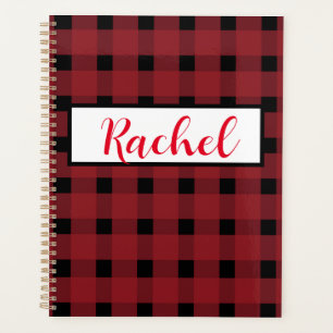 Agenda Red Black Gingham Personalizado