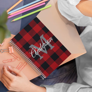 Agenda Red Buffalo Plaid Personal Inicial Regalo