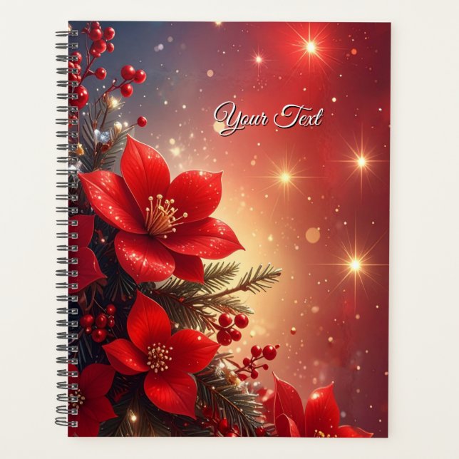 Agenda Red Christmas Floral Holiday Planner (Anverso)