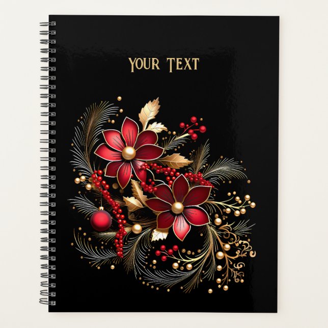 Agenda Red Decorative Flowers (Anverso)