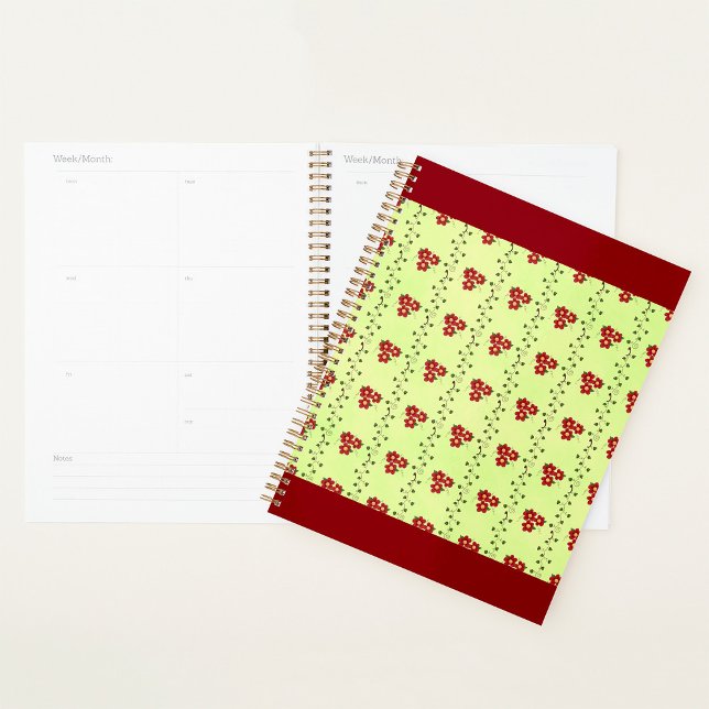 Agenda Red Floral Vine Pattern on Light Green (Subido por el creador)
