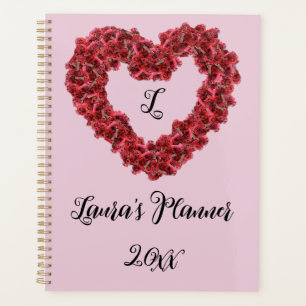 Agenda Red Flowers Heart with Customizable Text, Pictures