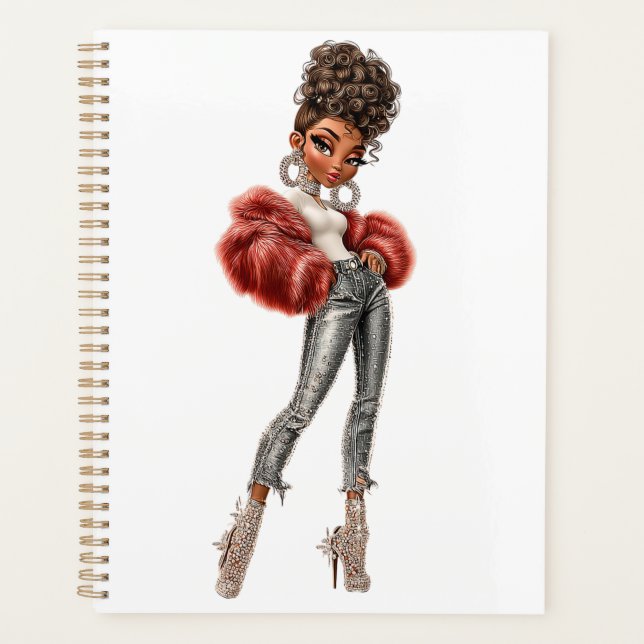Agenda Red Fur Glam Girl Planner (Anverso)