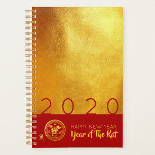Agenda Red Gold Chinese Rat papel-cut 2020 SP moderno