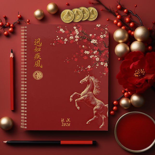 Agenda Red & Gold Chinese Zodiac Year of the Horse 2026 (Year of the Horse Stylish Traditional Yearly Planner )