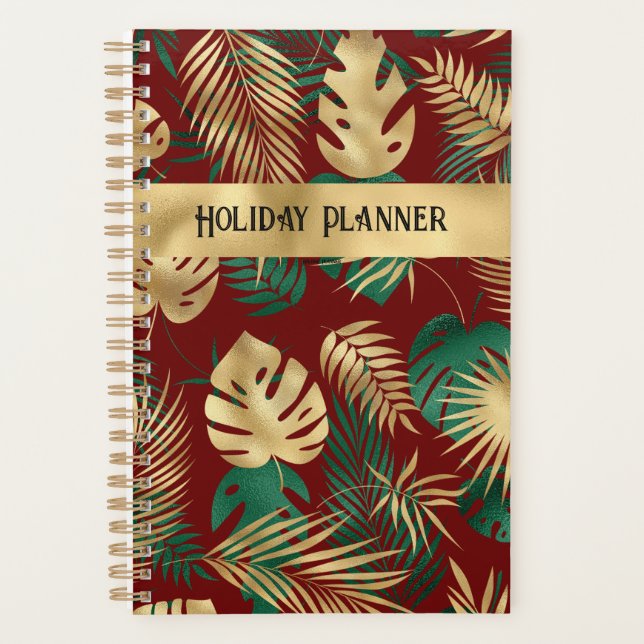 Agenda Red Gold y Green Holiday Planner (Anverso)