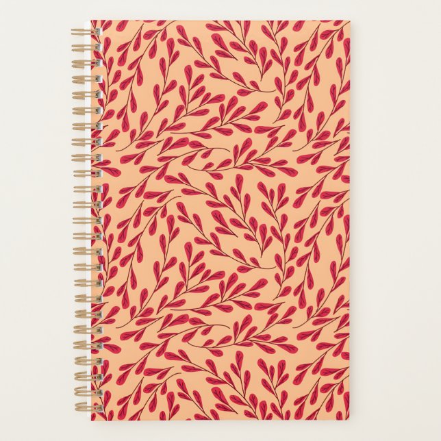 Agenda  Red Leafy Branches Seamless Pattern (Anverso)