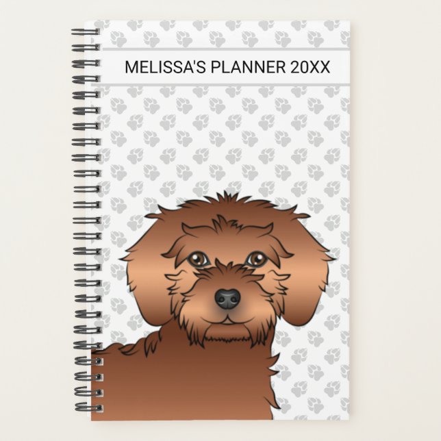 Agenda Red Mini Goldendoodle Cartog Perro y texto (Anverso)