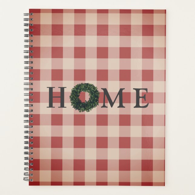 Agenda Red Plaid HOME Script Gingham Country (Anverso)