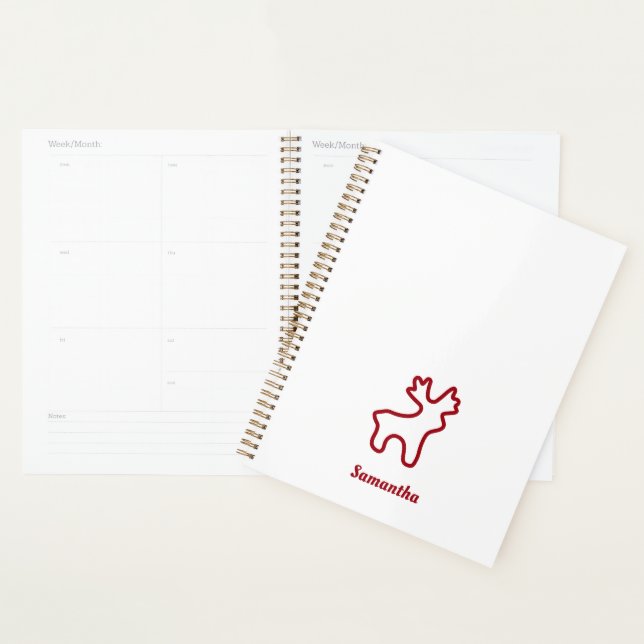 Agenda Red Reindeer Contour Personalized Name (Demostración)