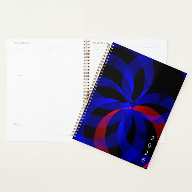 Agenda Red Revolving Accent Geometric Spiral Planner (Demostración)