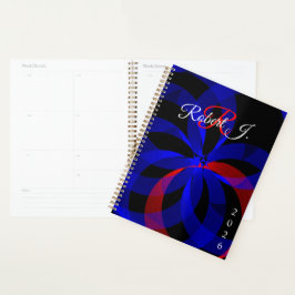 Agenda Red Revolving Accent Geometric Spiral Planner