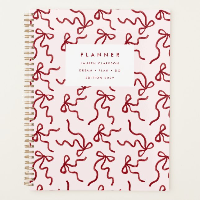 Agenda Red Ribbon Coquette Pink Planner (Anverso)